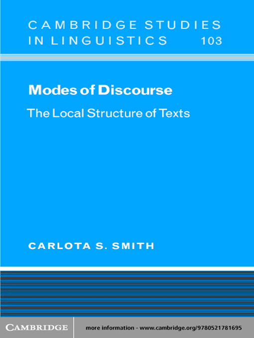 Title details for Modes of Discourse by Carlota S. Smith - Available